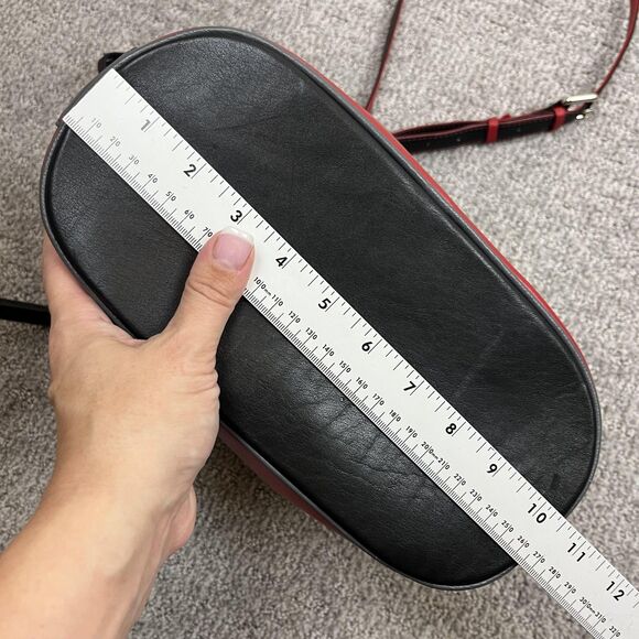 ILI New York Bucket Bag Womens Black Red Genuine Leather Drawstring Crossbody - Picture 6 of 13